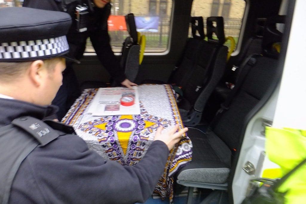 Police arrest a table, in petty attack on housing campaigners (TWEETS)