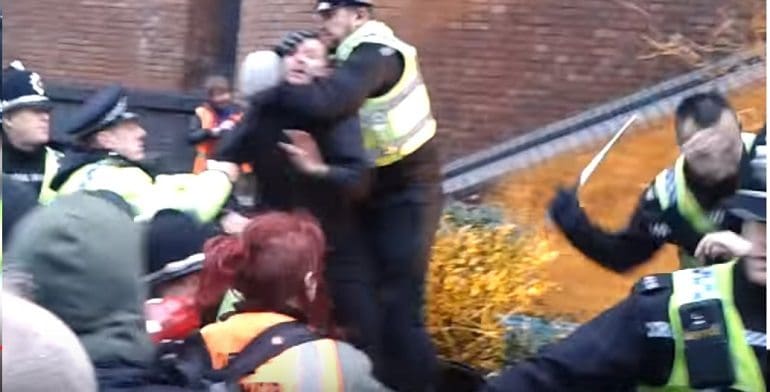 Police completely lose the plot at anti-arms trade protest (VIDEO)