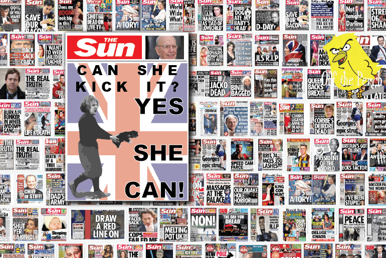 Theresa May praised for “strong leadership” after kicking a puppy in the face