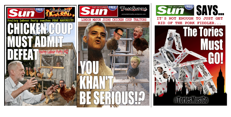 A spoof version of The Sun is printing some of the most brilliant front pages in Britain right now [IMAGES]