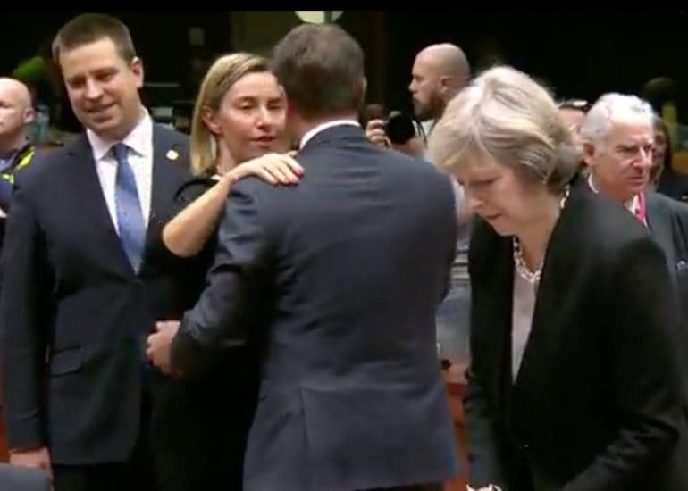Everybody’s cringing at this video of Theresa May being shunned at an EU summit [VIDEO]