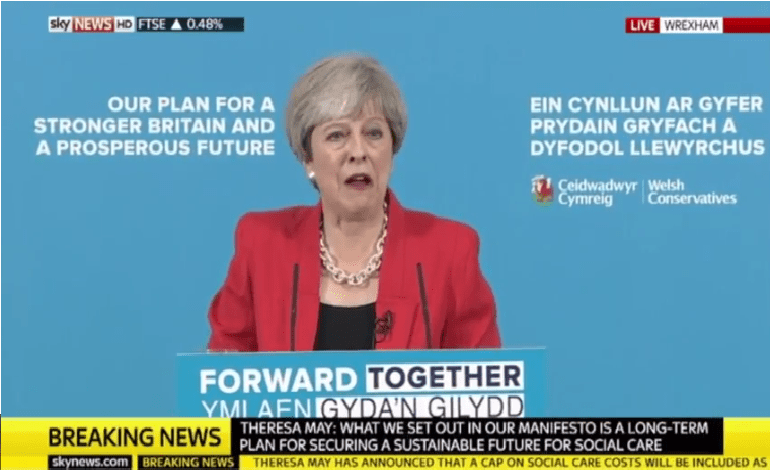 After announcing an unprecedented U-turn, Theresa May has a strange meltdown on live TV [VIDEO]