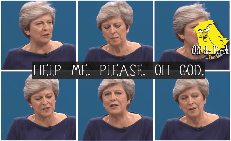 Theresa May blinks help in morse code OTP