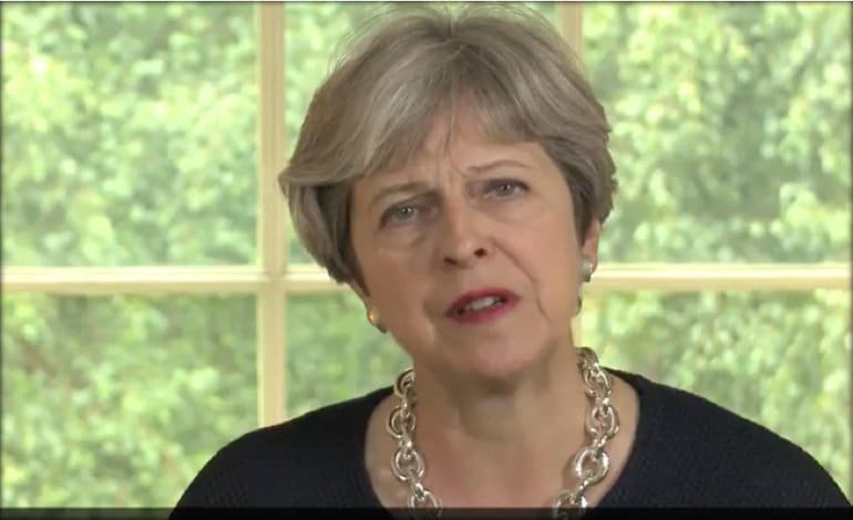 Theresa May party political broadcast