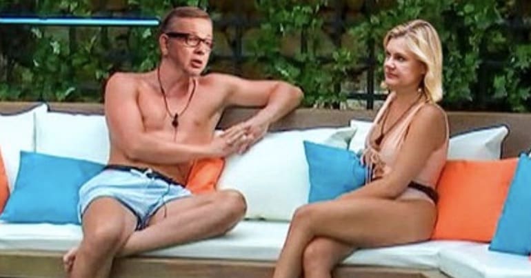 Michael Gove sunbathing with no shirt on Love Island set