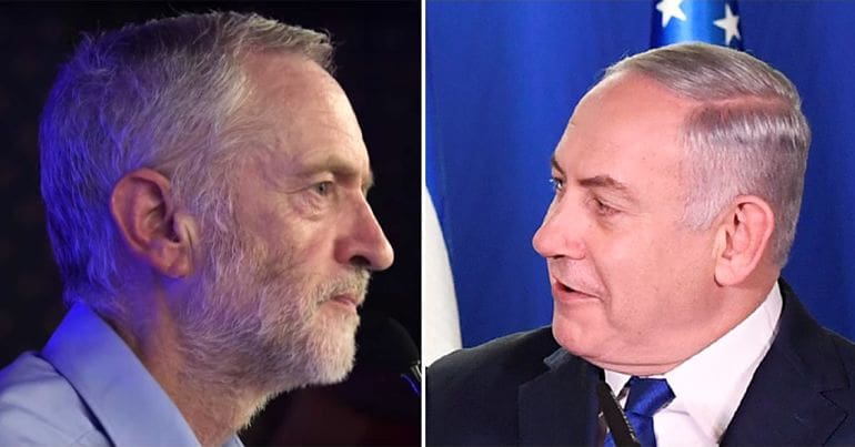 Jeremy Corbyn and Benjamin Netanyahu