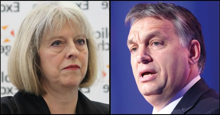 Theresa May and Viktor Orban