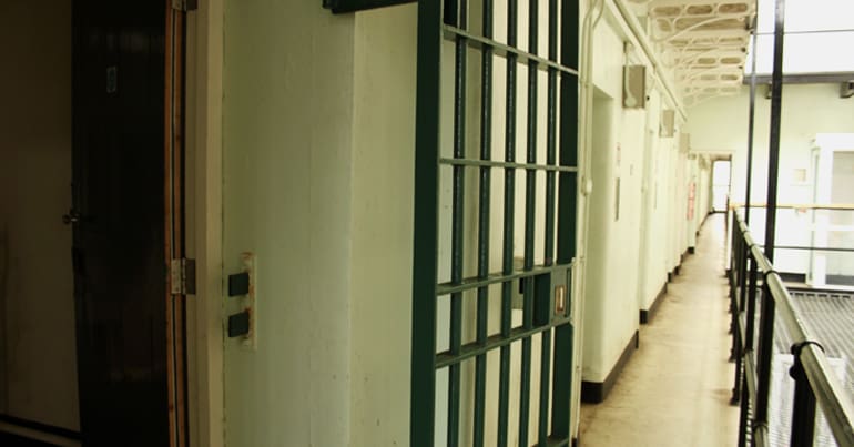 Cell door open at HMP Shepton Mallet