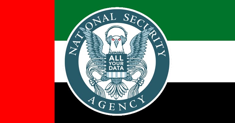 UAE flag with modified NSA logo