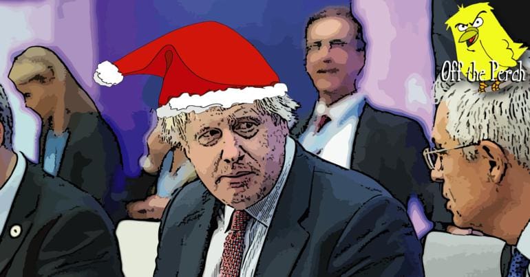 Boris Johnson with a Santa hat