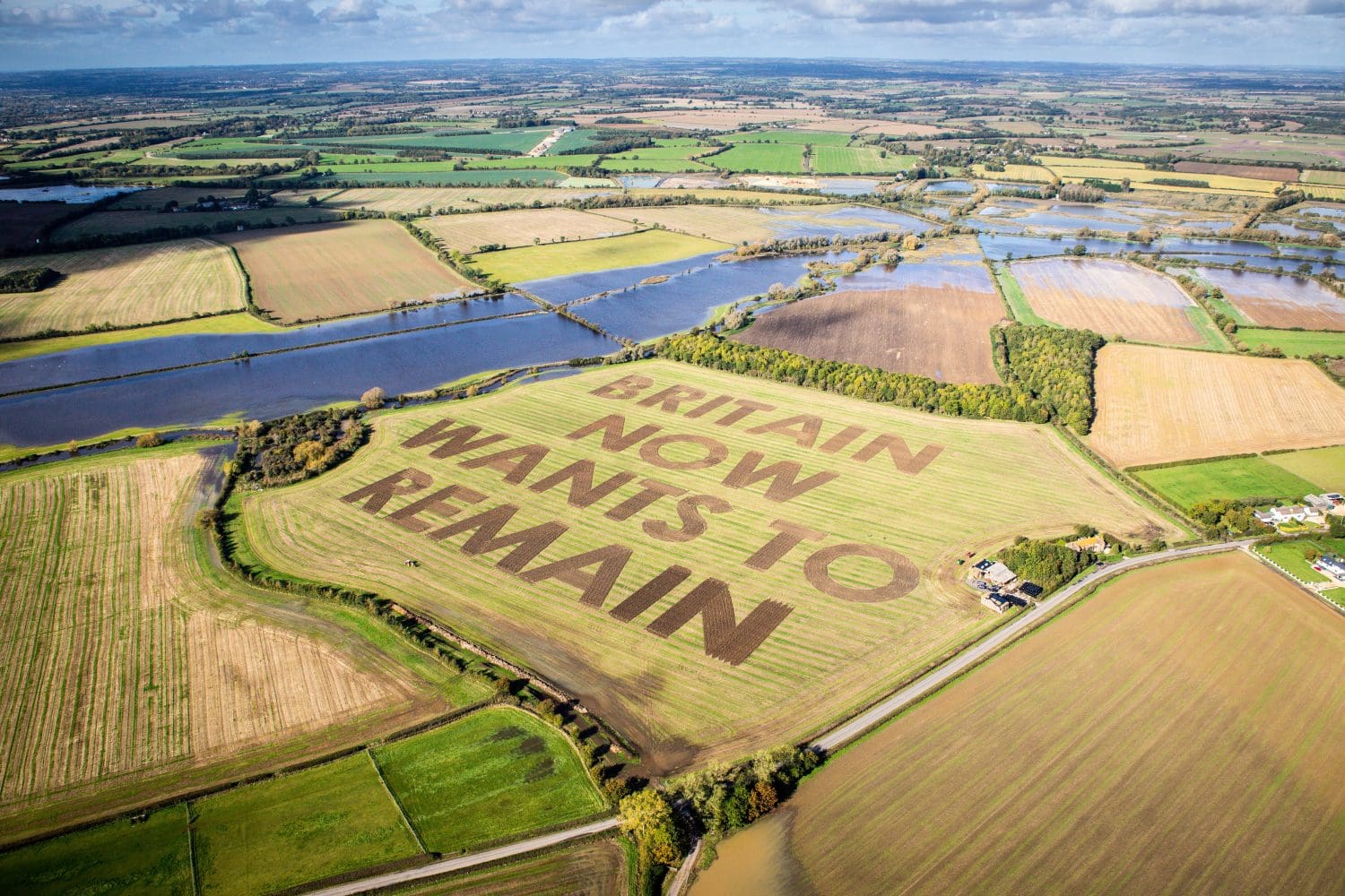 Brexit protest message ploughed in field