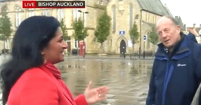 BBC presenter interviewing farmer