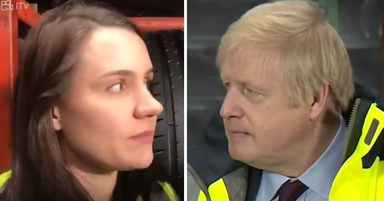 Young worker and Boris Johnson