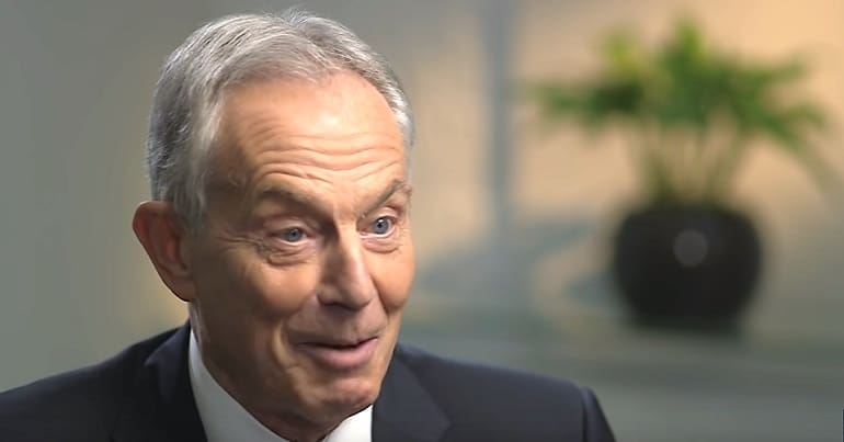 Tony Blair smirking