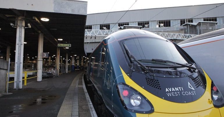 A train at a train station