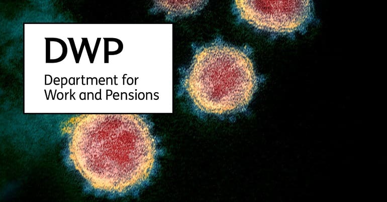 The coronavirus and the DWP logo