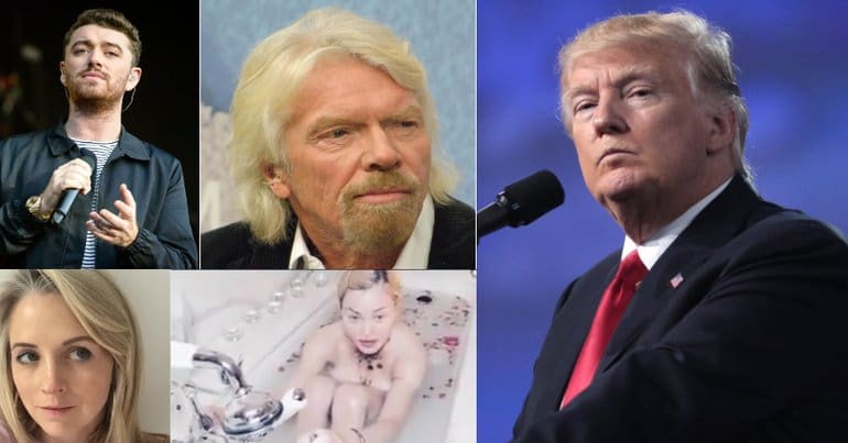 Images of Sam Smith, Isabel Oakeshot, Richard Branson, Madonna, and Donald Trump