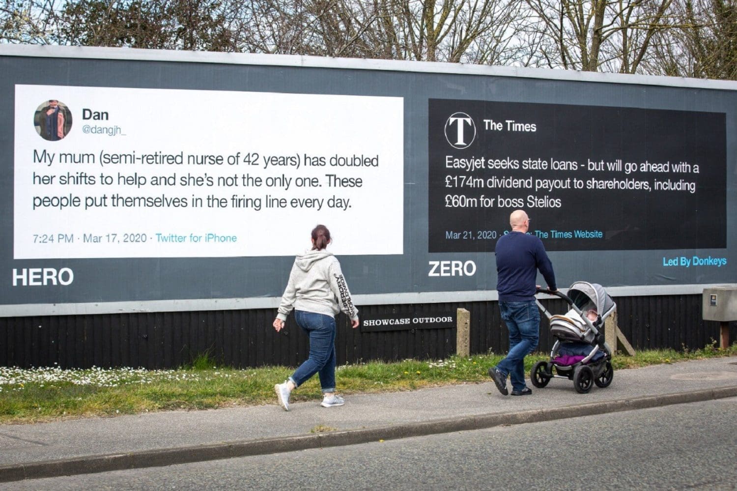 Billboard campaign compares coronavirus ‘heroes and zeroes’