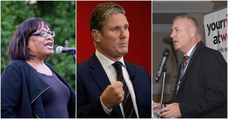 Diane Abbott, Keir Starmer and Ian Lavery