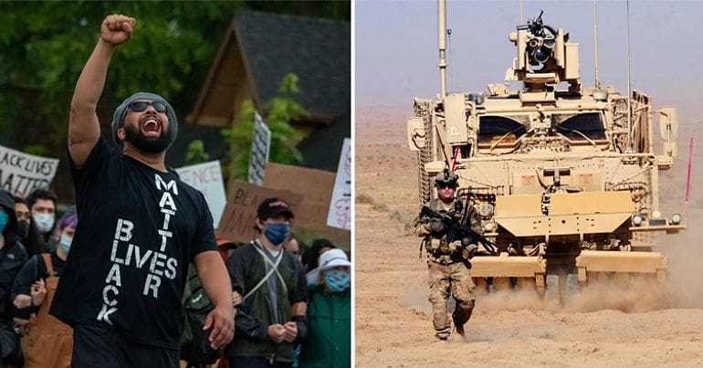 BLM protest & MRAP vehicle