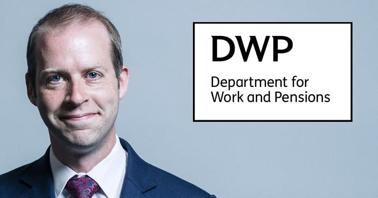 Jonathan Reynolds and the DWP logo