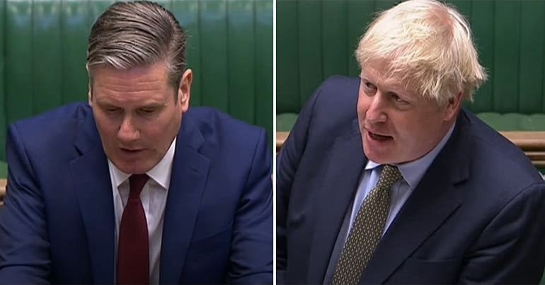 Keir Starmer and Boris Johnson at PMQs