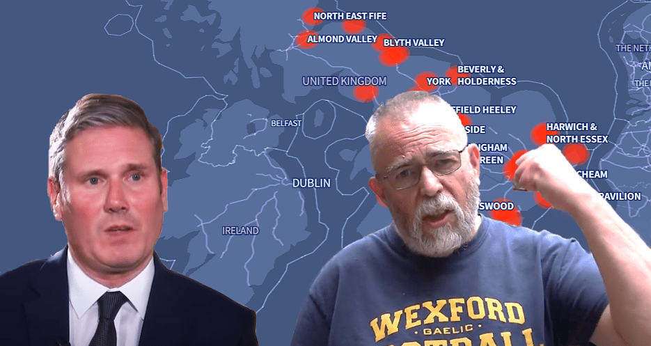 UK Map of Labour CLPs Alan Gibbons and Keir Starmer