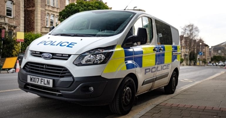 Avon and Somerset Police van on the streets of Bristol