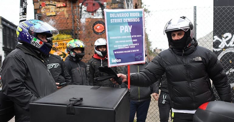 Deliveroo workers striking