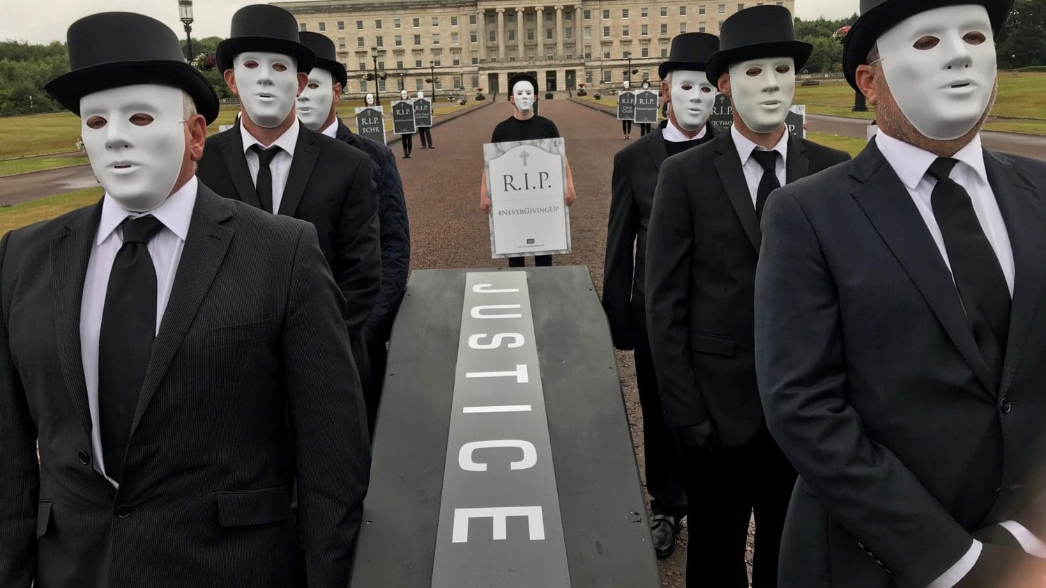 Stormont ‘funeral procession’ in protest at plans to end Troubles prosecutions
