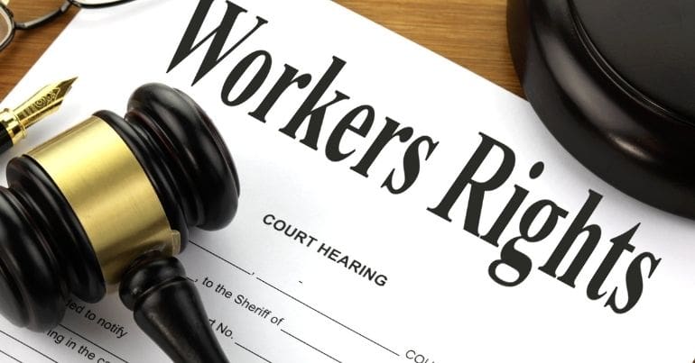 A document which says 'Workers Rights' at the top