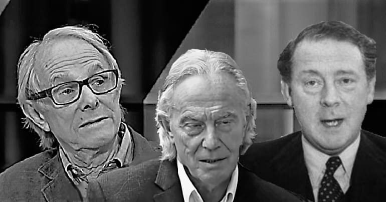 Ken Loach looking at Tony Blair and Hugh Gaitskell