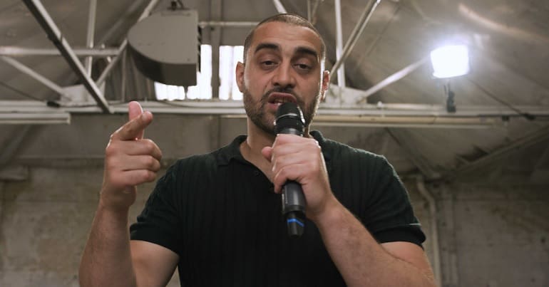 Lowkey pointing at the camera