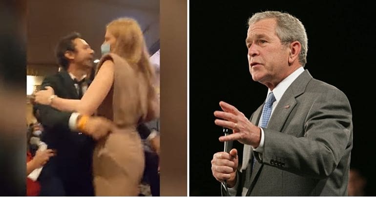 Mike Prysner (US veteran) being thrown out of auditorium and George Bush