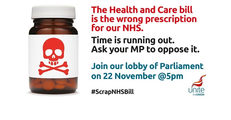 A image promoting the #ScrapNHSBill demo