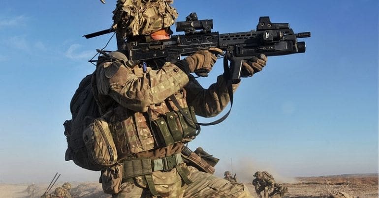British soldier firing
