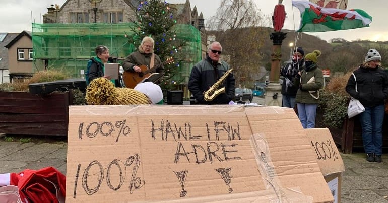 Housing protest Conwy north Wales