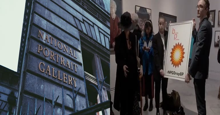 National Portrait Gallery & Anti-BP protesters