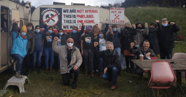 Activists from Chiapas and the Sperrins raise their fists against extractive mining
