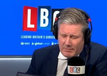 Keir Starmer with his eyes shut