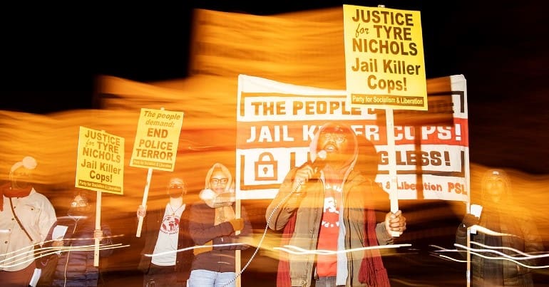 A protest over the police killing of Tyre Nichols in Memphis