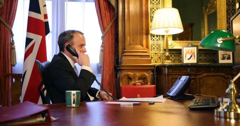 Raab on the phone.