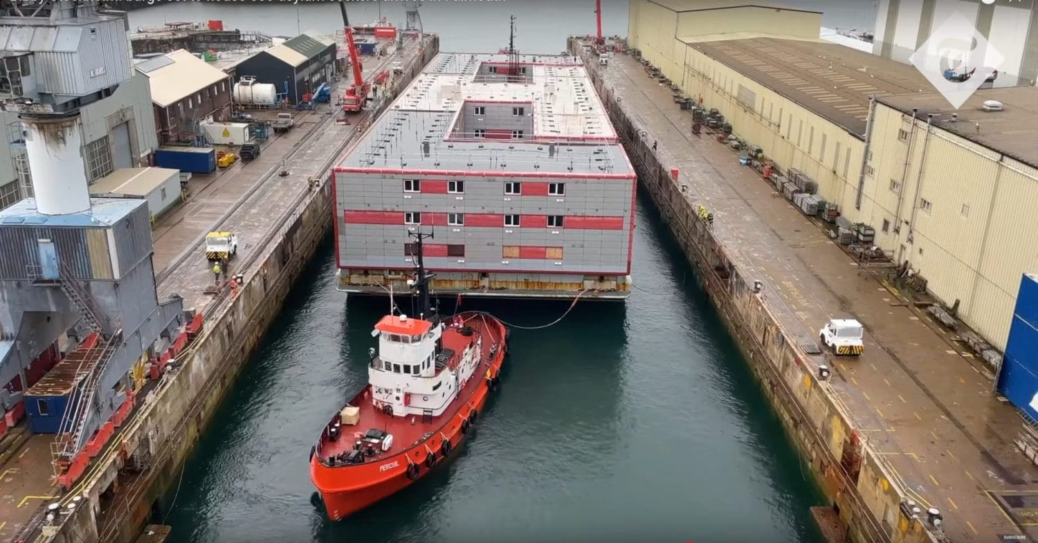 Bibby Stockholm arriving in Falmouth