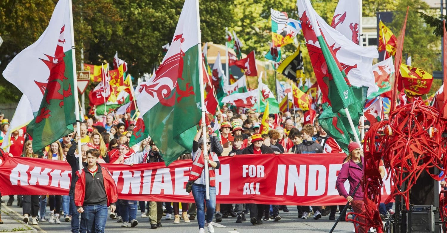 Welsh independence rally in Bangor Wales