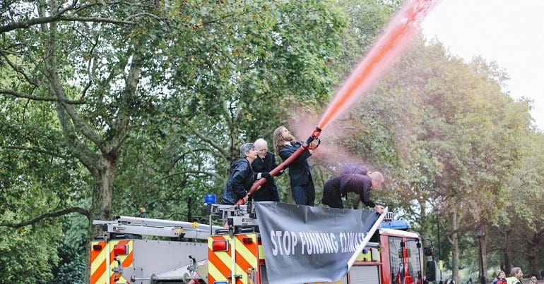Extinction Rebellion activists go on trial for 2019 stunt where they sprayed Treasury with fake blood