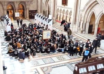Defend Our Juries gathering at Royal Courts of Justice