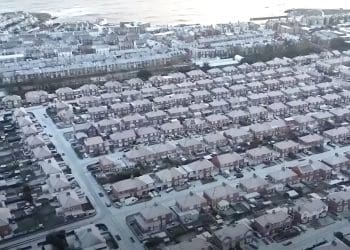 UK snow on top of houses