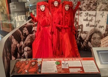 Extinction Rebellion display in Bristol M Shed Museum