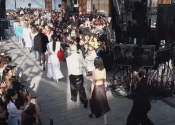 Models wearing Stella McCartney's collection at Paris Fashion Week.