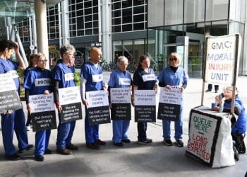 Protesters target the GMC over its complicity in worsening public health